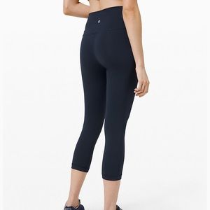 Lululemon Navy Wunder Train High Rise Crop 21”